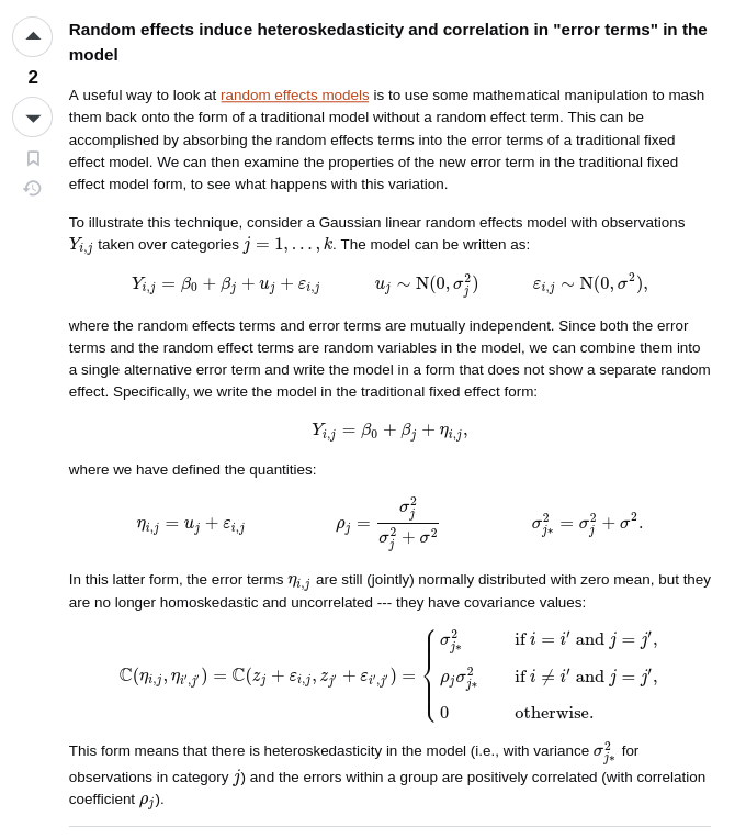 Explanation on error term view of random effects.